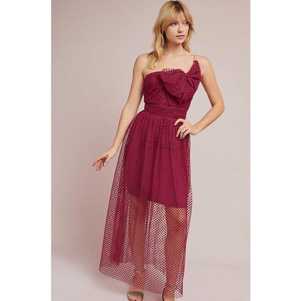 ANTHROPOLOGIE MONIQUE LHUILLIER ONE-SHOULDER BOW DRESS- SIZE 6